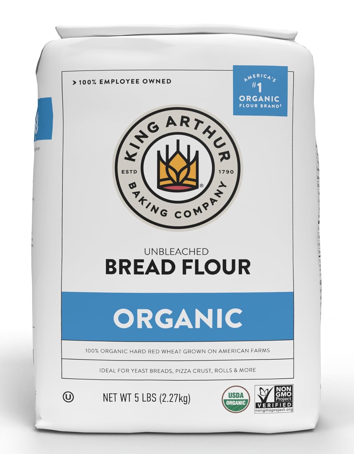 King Arthur Organic Unbleached Bread Flour, Non GMO, 5 LB (Pack Of 6)