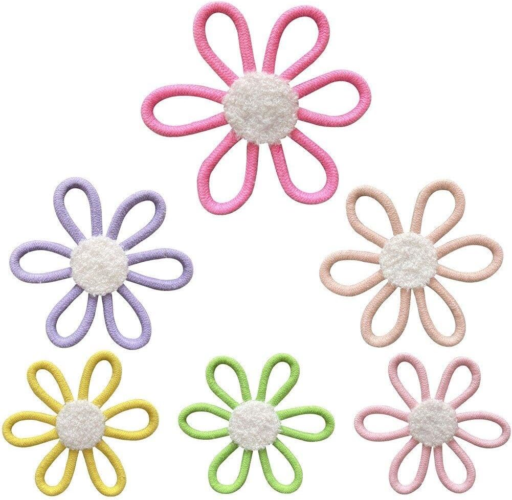 Muteitt 6 Pcs Boho Daisy Flower Wall Art Decor Boho Nursery Wall Art Decor Daisy Flower Woven Macrame Wall Hanging for Kids Girls Home Decorations
