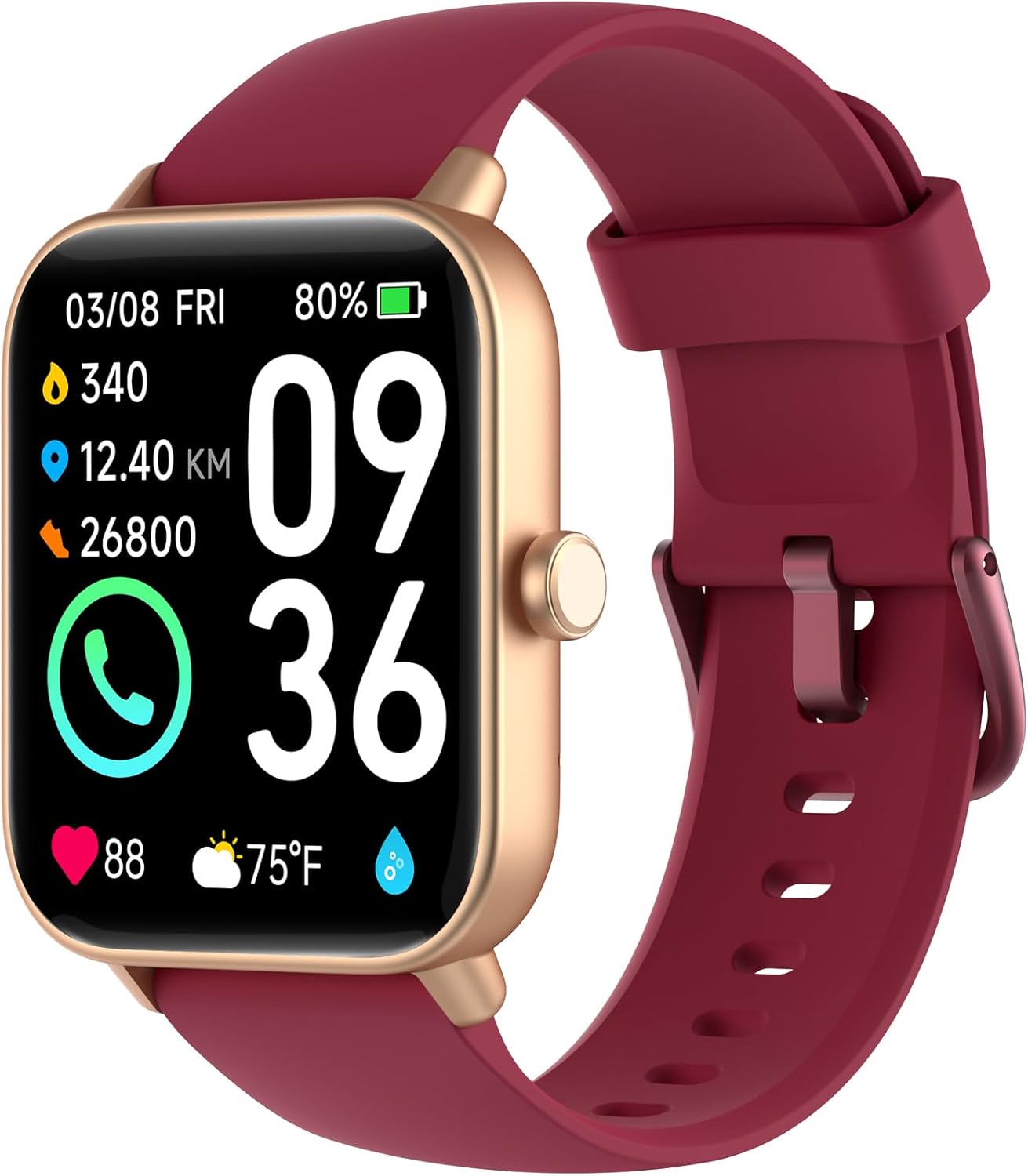 Smart Watch for Women,1.8"Fitness Watch(Answer/Make Call),Alexa Built-in, [24H Heart Rate Sleep Blood Oxygen Monitor],5ATM Waterproof,100 Sports Modes Step Calorie Women Watches for iOS&Android Phones