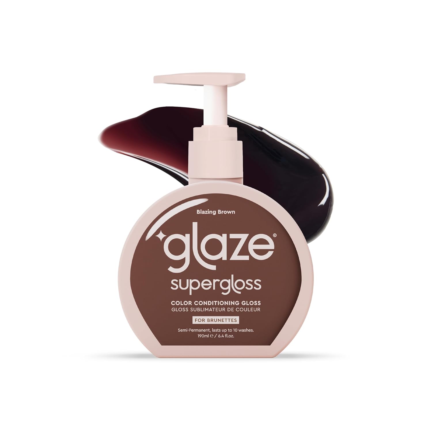 Glaze Supergloss Color Conditioning Gloss With Dispensing Pump – Hydrating Semi-Permanent Color Hair Gloss & Shine Boost – For Natural Medium to Dark Brown Hair – 6.4 Fl Oz - Blazing Brown