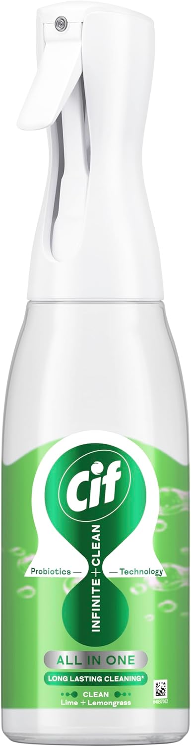 Cif Infinite Clean Lime & Lemongrass All in One Cleaner Spray with probiotics technology for a long-lasting clean* 590 ml