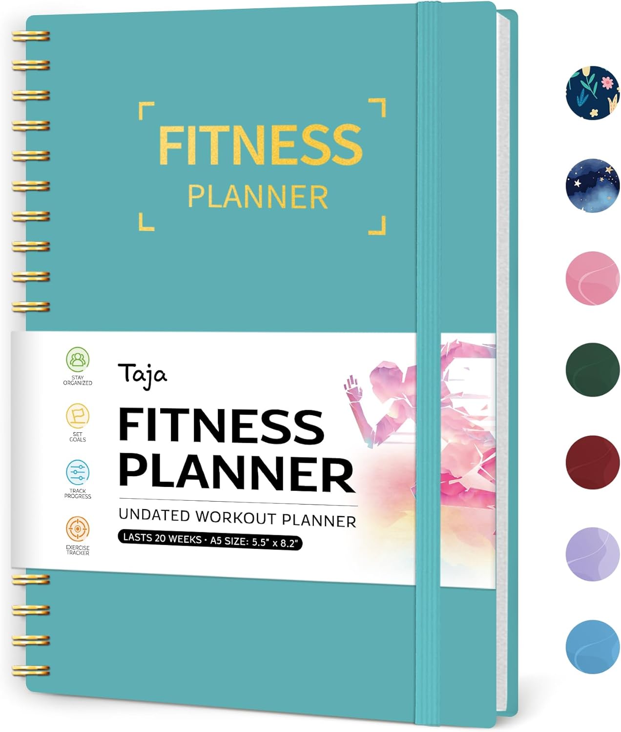 Fitness Workout Journal for Women & Men, A5(5.5" x 8.2") Workout Log Book Planner for Tracking, Progress, and Achieving Your Wellness Goals-Blue