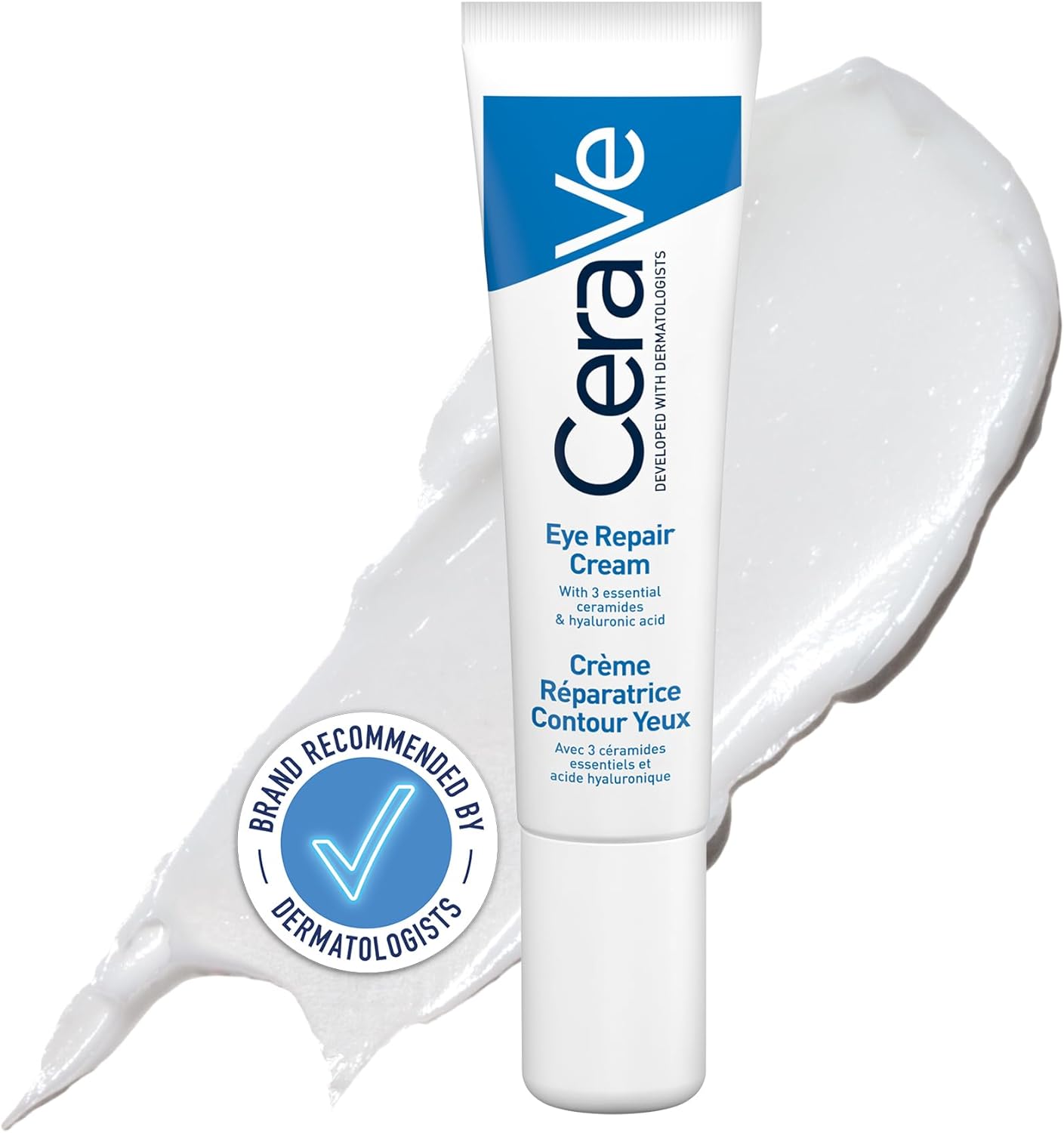 CeraVe Eye Repair Cream, With 3 essential ceramides & hyaluronic acid, For dark circles & puffiness on all skin types, 14 g/0.5 oz