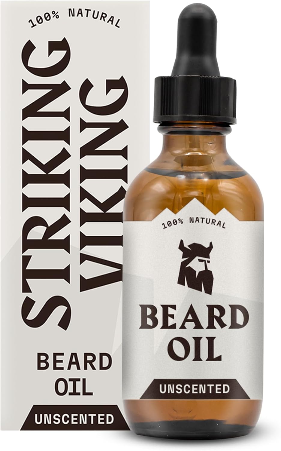 Striking Viking Beard Oil for Men - 60 ml, Unscented - Naturally Derived Conditioner with Almond, Tea Tree, Argan & Jojoba Oil for Beard Growth, Softening & Moisturising