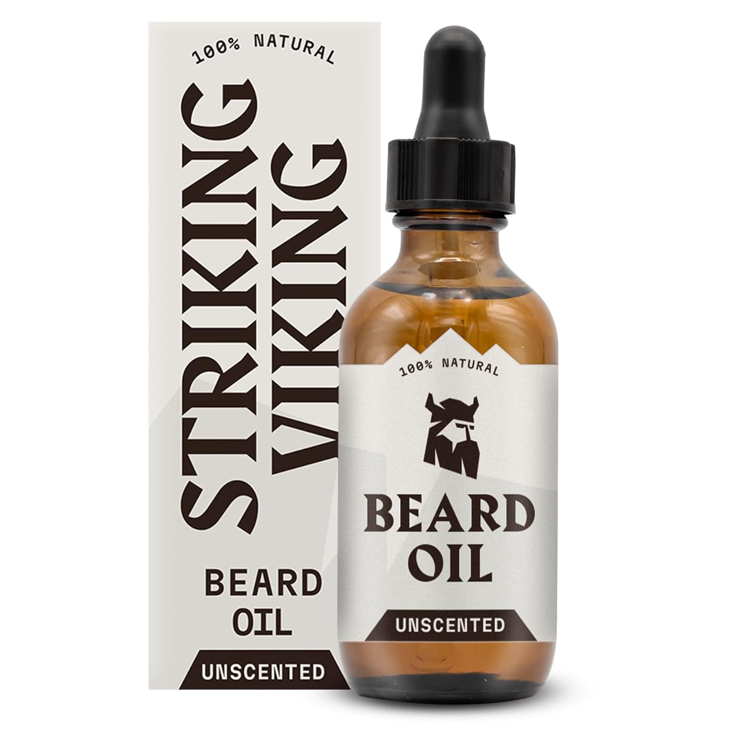 Striking Viking Beard Oil Conditioner Unscented for Men (Large 2 oz) - All Naturally Derived Formula With Argan & Jojoba Oils - Softens, Smooths & Strengthens Beard Growth - Beard Conditioner Oil Men