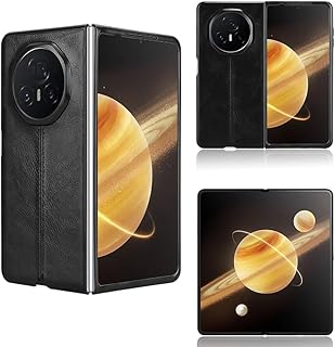 Phone Cases Compatible with Honor Magic V3,Retro PU Leather Ultra Slim Shockproof Compatible with Honor Magic V3 5G FCP-AN10 Case Cover Black