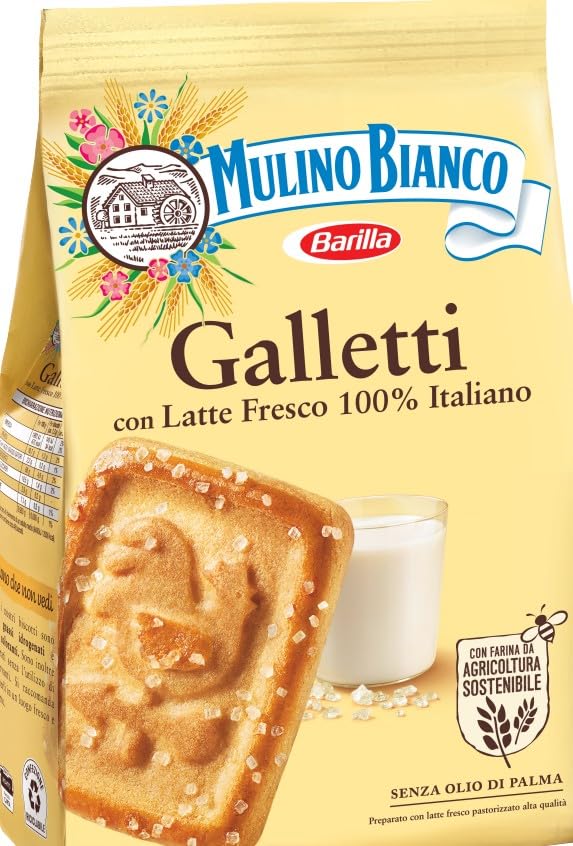 Mulino Bianco Galletti 12.35oz (350g) – Authentic Italian Breakfast Biscuits with Light Sweetness – Perfect with Coffee or Tea – Made with Natural Ingredients and No Palm Oil