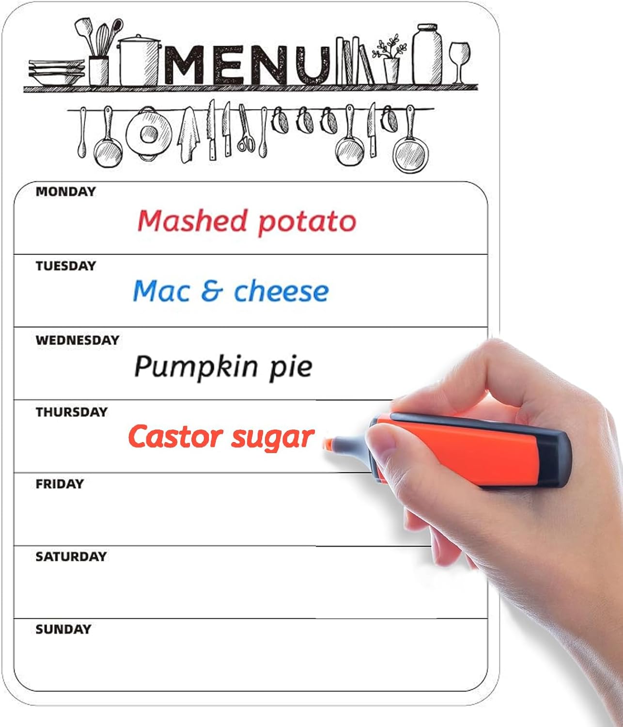 Magnetic Weekly Planner, A4 Magnetic Weekly Menu Board Reusable Weekly Calendar Dry Erase Shopping List Memo Board for Fridge Notes Meal Planning Reminders