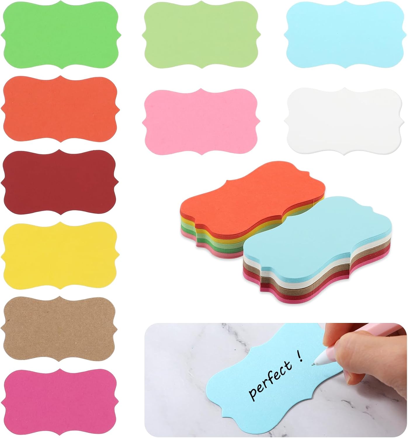 YUXIANLB 100 Piece Mini Vintage Blank Note Cards, Word Message Card Blank Index Cards 3.54 x 2 inches Business Card Paper for Scrapbookings DIY Gift Tags Label(10 Colors)