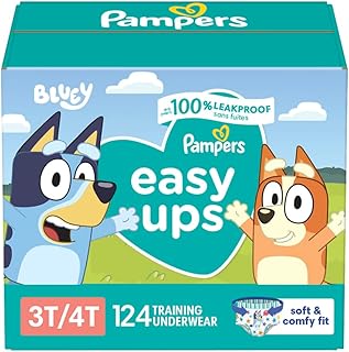 Pampers Easy Ups Boys & Girls Bluey Potty Training Pants - Size 3T-4T, One Month Supply (124 Count), Training Underwear (Packaging May Vary)