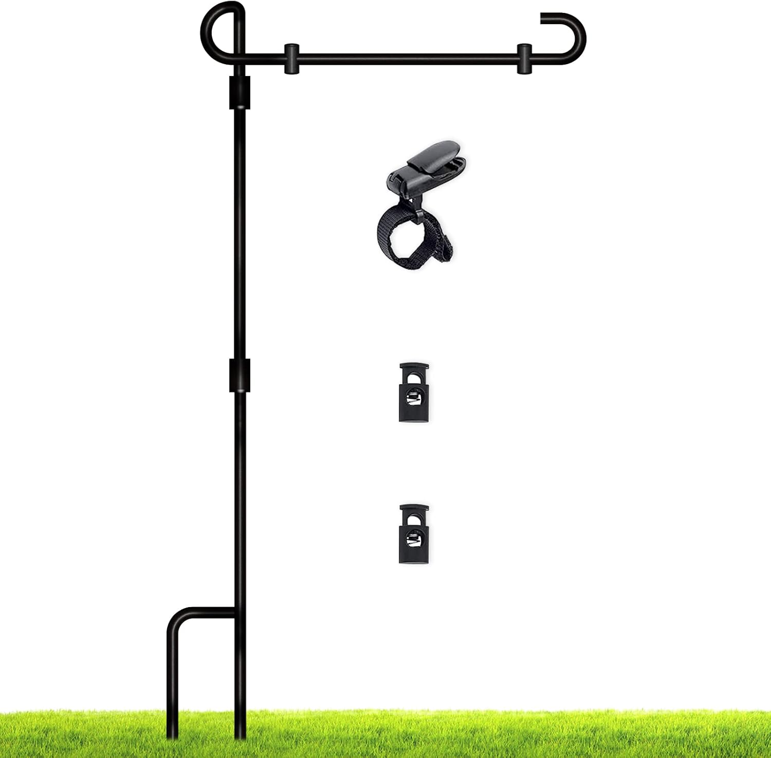 SZHLUX SZ-QG9141X Stand Garden Flag Pole, 35.4'', Black