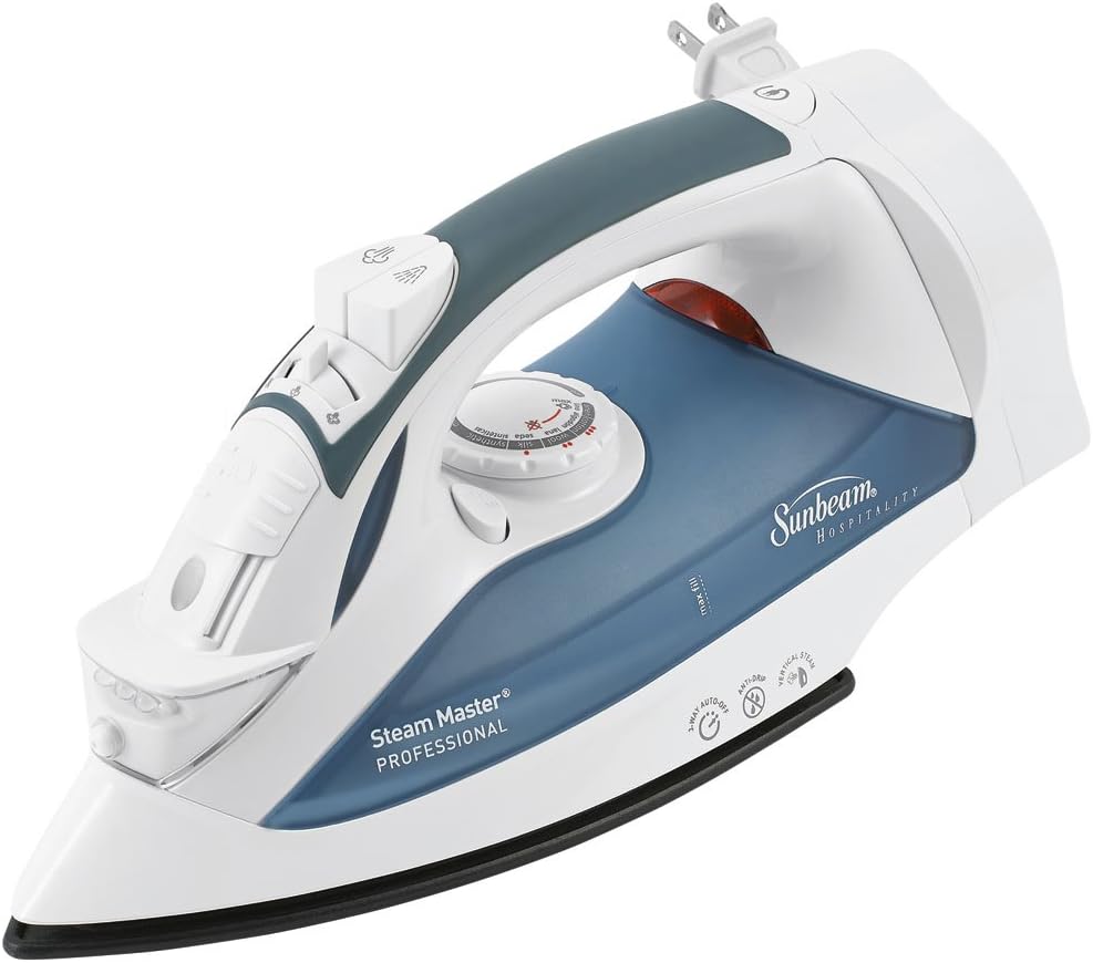 Sunbeam 4274-200 GreenSense SteamMaster Full Size Professional Iron with Retractable Cord and Clearview, White