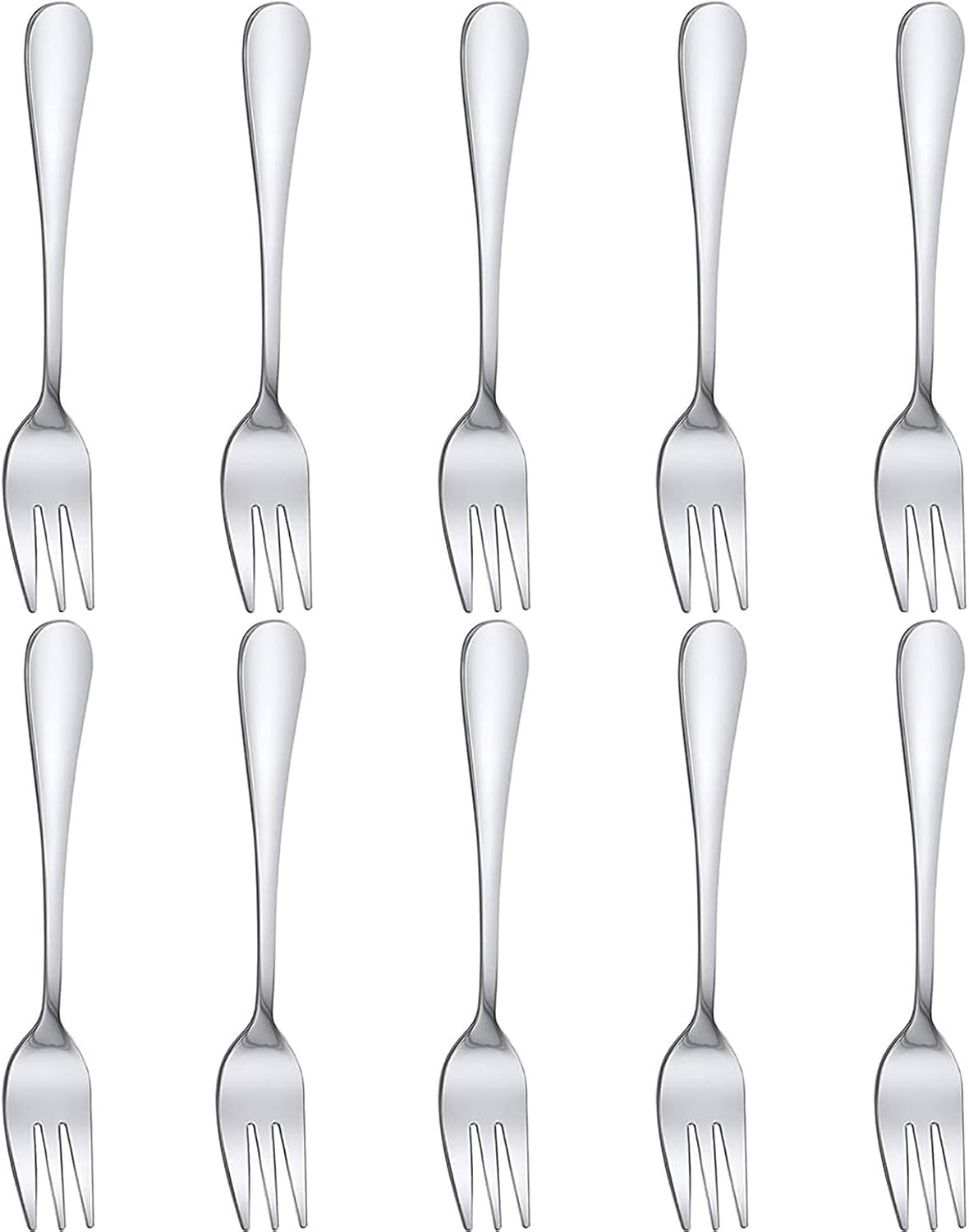 10 PCS Cake Forks,Mini Fork for Dessert Fruit Forks, Silver, Stainless Steel Small Forks, Forks Cutlery Only, Dishwasher Safe, Cutlery Starter Forks, Dessert Forks for Home Kitchen & Restaurant