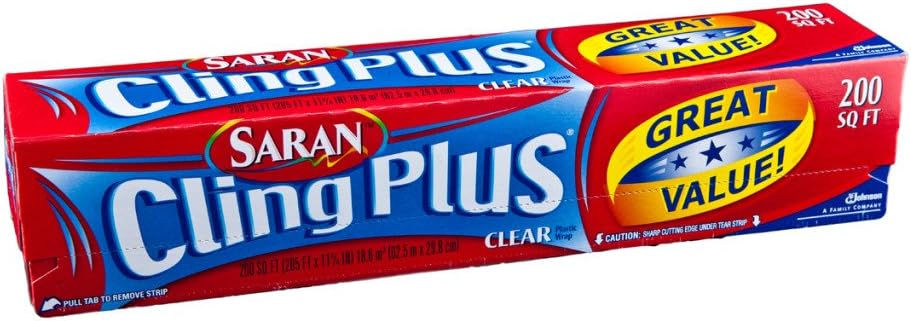 Saran Cling Plus Plastic Wrap, 200 Sq Ft, 1 Count (Pack of 1)