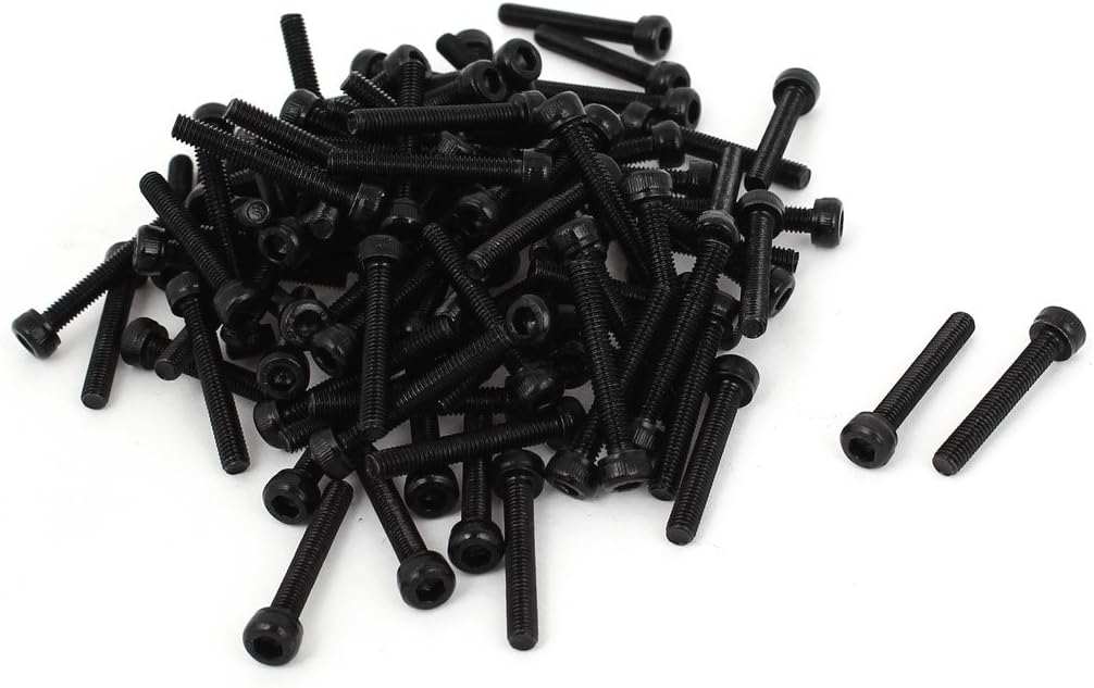 sourcing map M3 x 20mm Alloy Steel Hex Bolt Socket Head Cap Machine Screws Black 100 Pcs