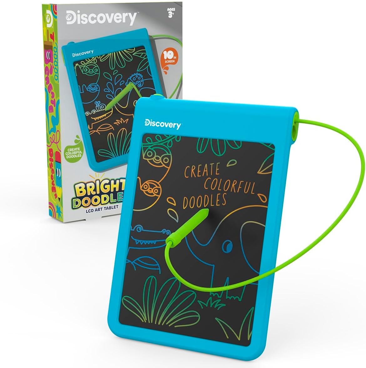 Discovery™ Bright Doodles LCD Art Tablet - Mess-Free Colorful Drawing on Widescreen Display, Includes Tethered Stylus