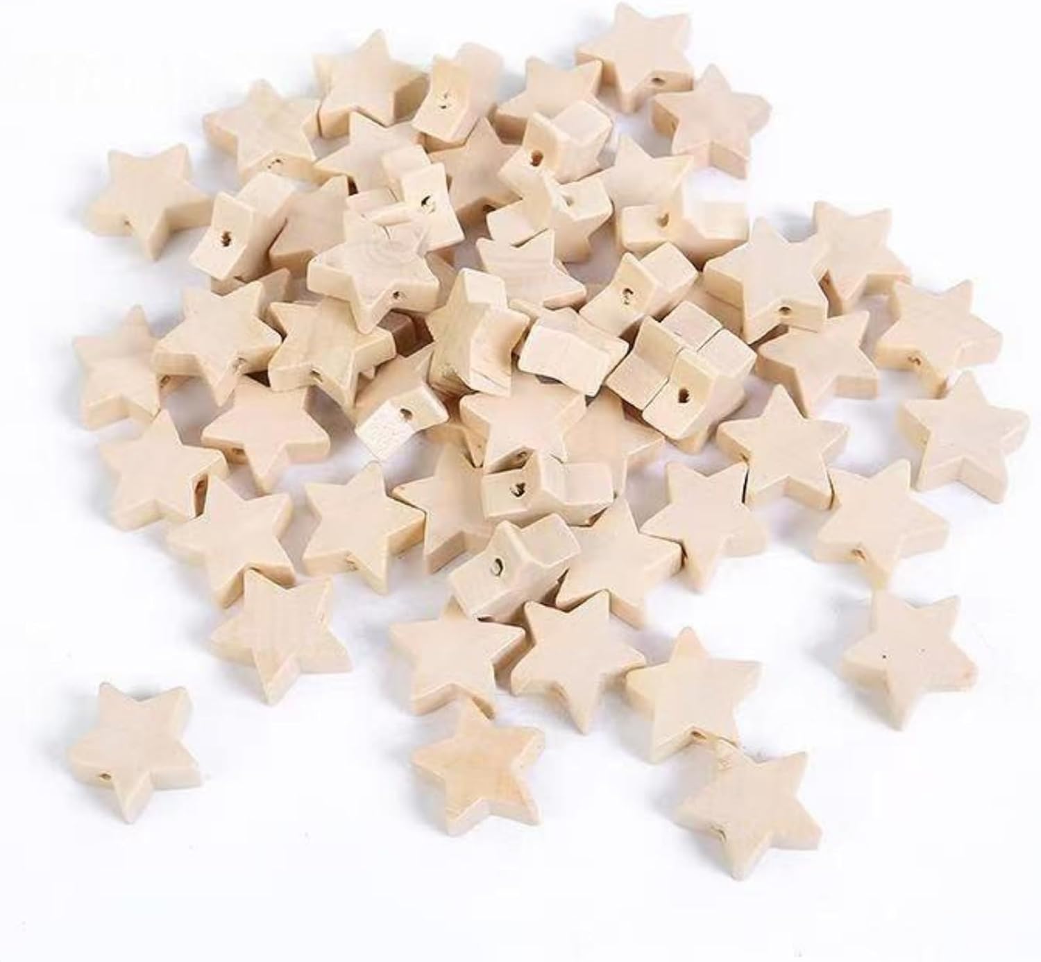 100 Pcs Star Shape Natural Wood Beads Unfinished Wooden Loose Spacer Beads with Hole for Craft Jewelry Making Unfinished Wood Woodcrafts