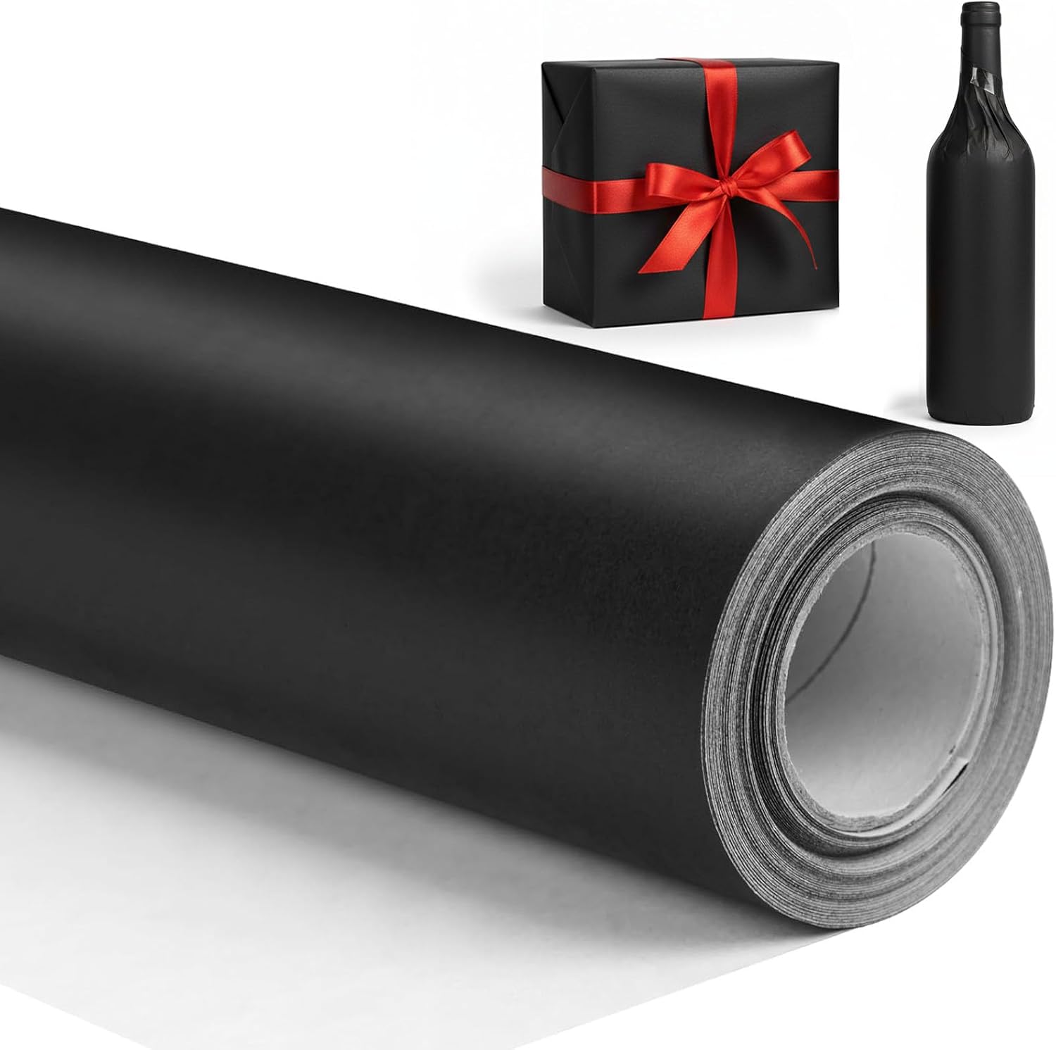 VGOODALL Kraft Wrapping Paper Roll, 10M Black Gift Wrap, Thick Kraft Paper Roll for Christmas Packaging, Festive Crafts, Party Decoration and DIY Projects