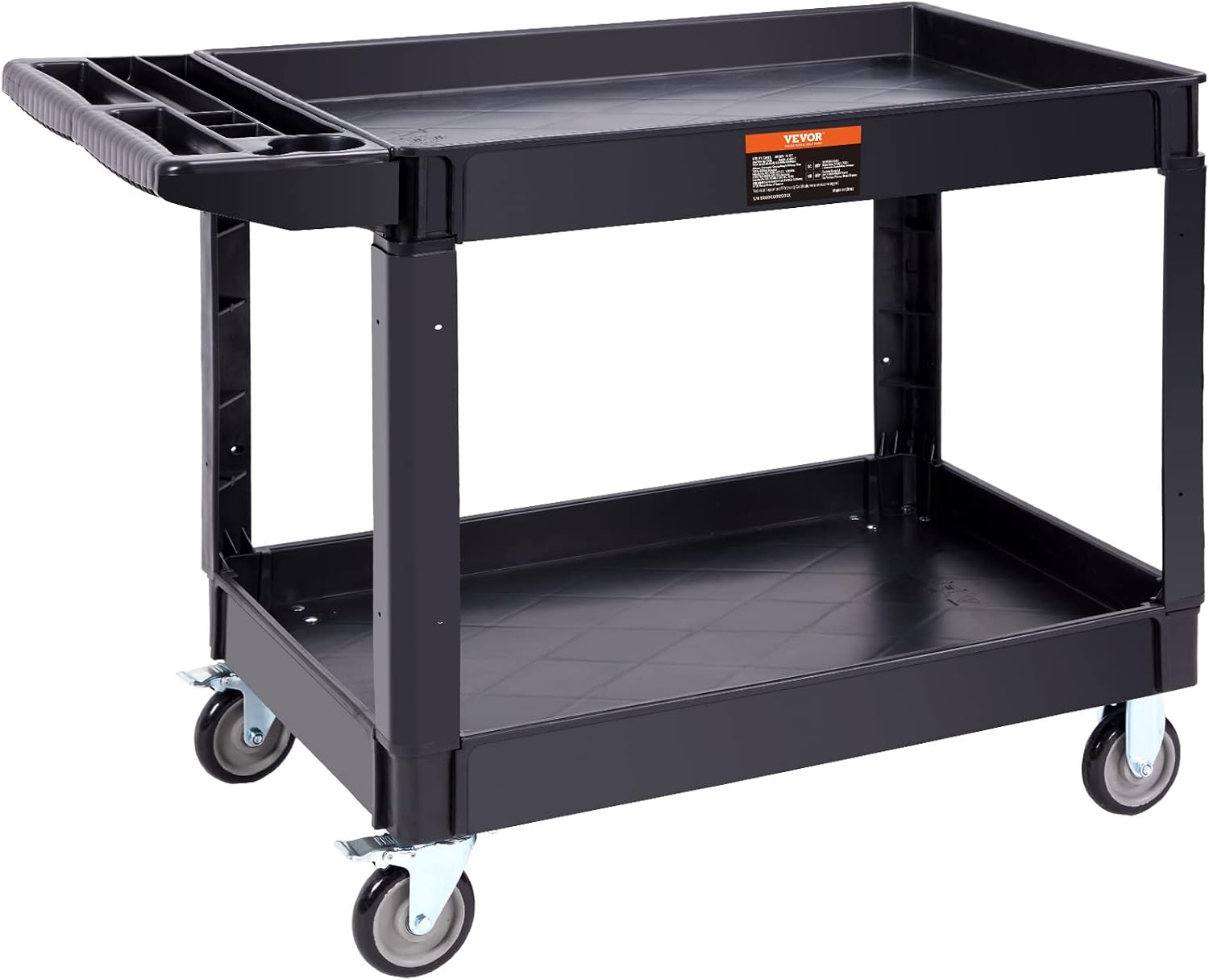 VEVOR Utility Service Cart 2 Shelf 550 lbs Heavy Duty Plastic Rolling Cart