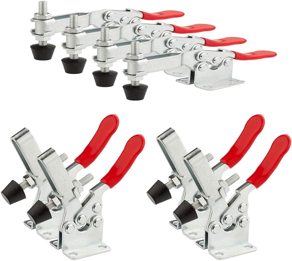 STARVAST 8 Pack 201B Toggle Clamp, 220Lbs Holding Capacity Hand Tool Toggle Clamp, Horizontal Heavy Duty Quick-Release Clamp for Jointer Jig, Smoker Lid, Door and Box Case, Adjustable Clamps Latch