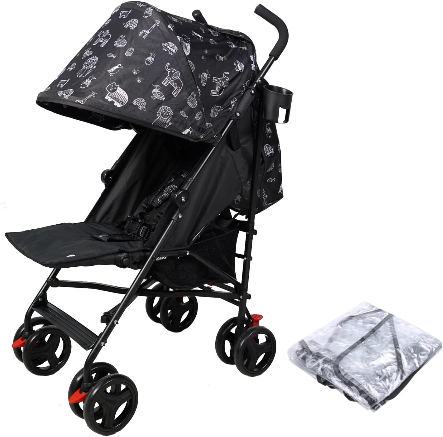 Babyway Lightweight Stroller with Raincover & Cup Holder in Animal Design by Jane Foster