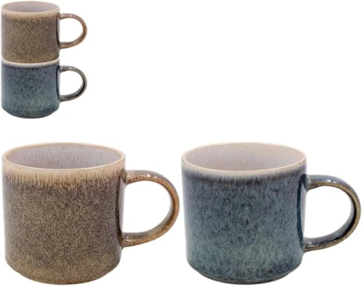 Lesser & Pavey Elements Reactive Glaze Mugs Set of 2 | Stylish Tableware for Home Use | Coffee Cups for Every Occasion | Ideal Mens and Birthday Gifts - LP73791, Mottle