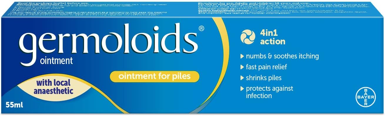 Germoloids Haemorrhoid Treatment & Piles Treatment Ointment, Triple Action with Anaesthetic to Numb the Pain & Itch, 55 ml ( Pack of 1)