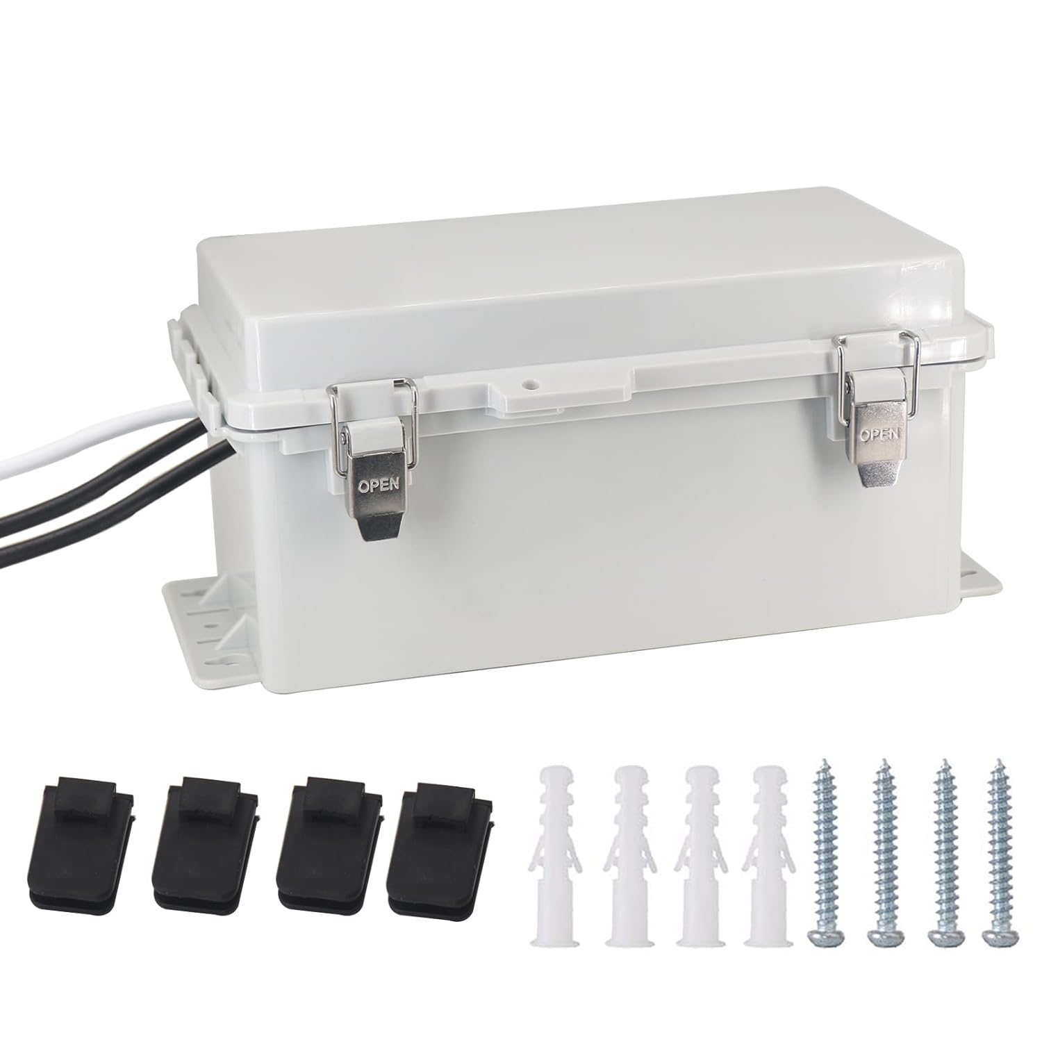 Electrical Box Outdoor Waterproof Box IP55 Junction Box Extension Cord Cover Outlet Covers,Connection Box Protect Power Strip, Timer Outlet, Grey 8.9 x 4.9 x 4.3 Inch