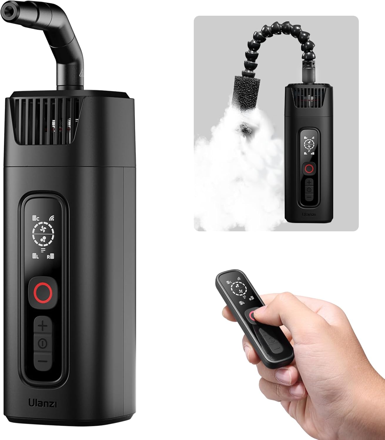 ULANZI RF01 Fog Machine Mini, 40W Portable Fog Machine with 10m Wireless Remote Control, Fog Smoke Machine, Fogger with Battery for Photography, Video Shooting, Wedding, Party