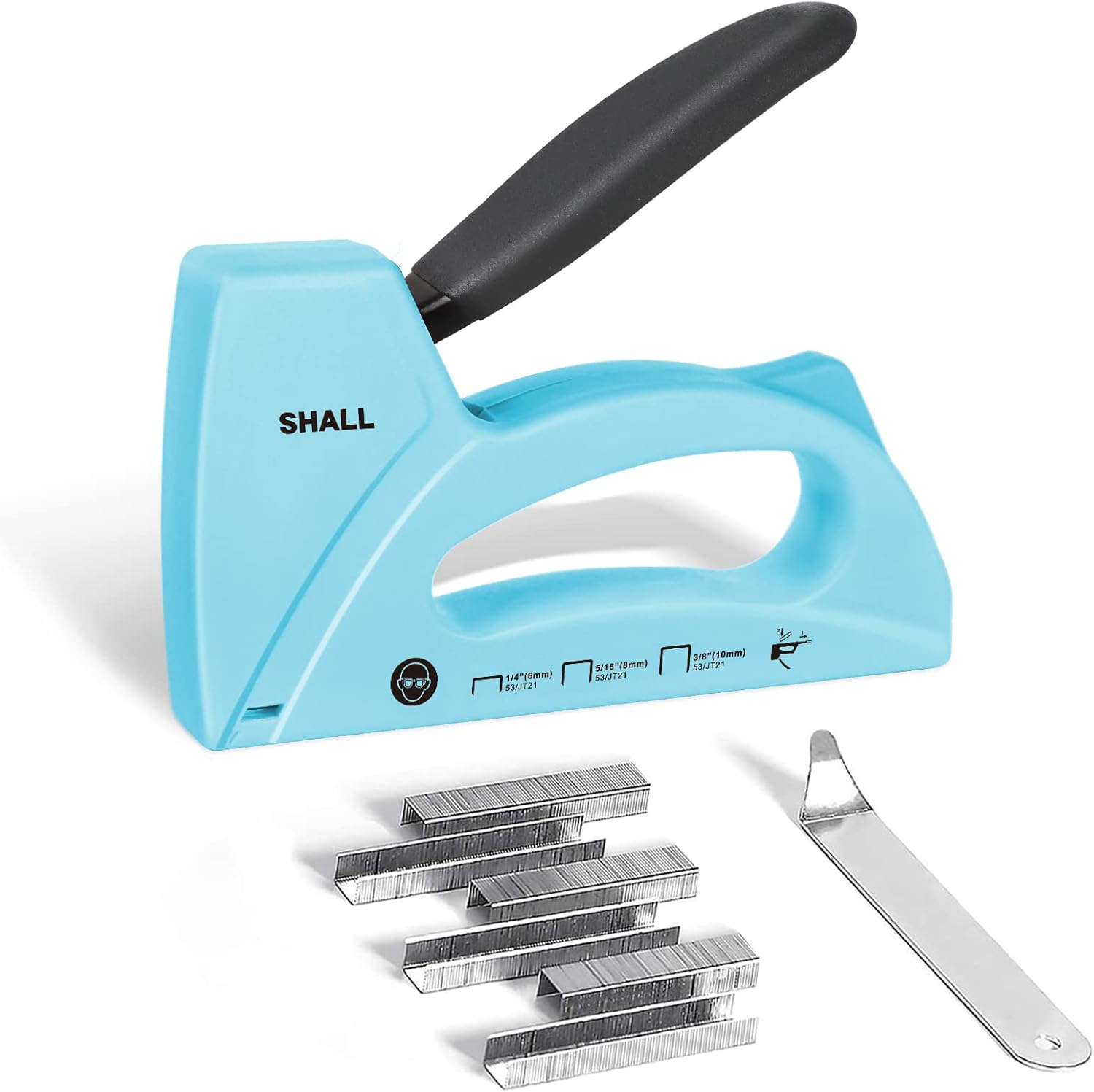 SHALL Light Duty Staple Gun for Wood - Upholstery Staple Gun with 1600pcs JT21 Staples 1/4, 5/16, 3/8 inch and Staple Remover - Fabric Stapler Gun for Crafts, DIY, Decoration