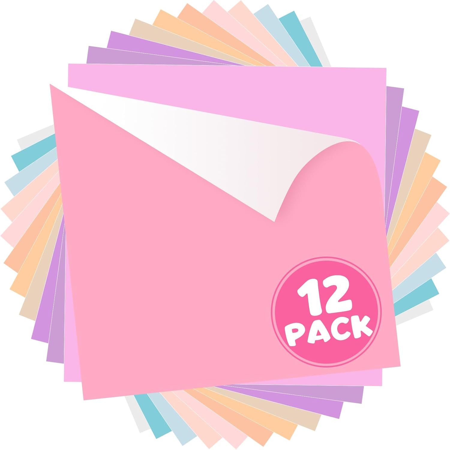 WRAPXPERT Pastel Vinyl Permanent - 12 Sheets Bundle 12"x12" Matte Boho Craft Vinyl Sheets Pastel Colors Adhesive Vinyl Craft Cutters DIY Projects for Cricut Silhouette Cameo