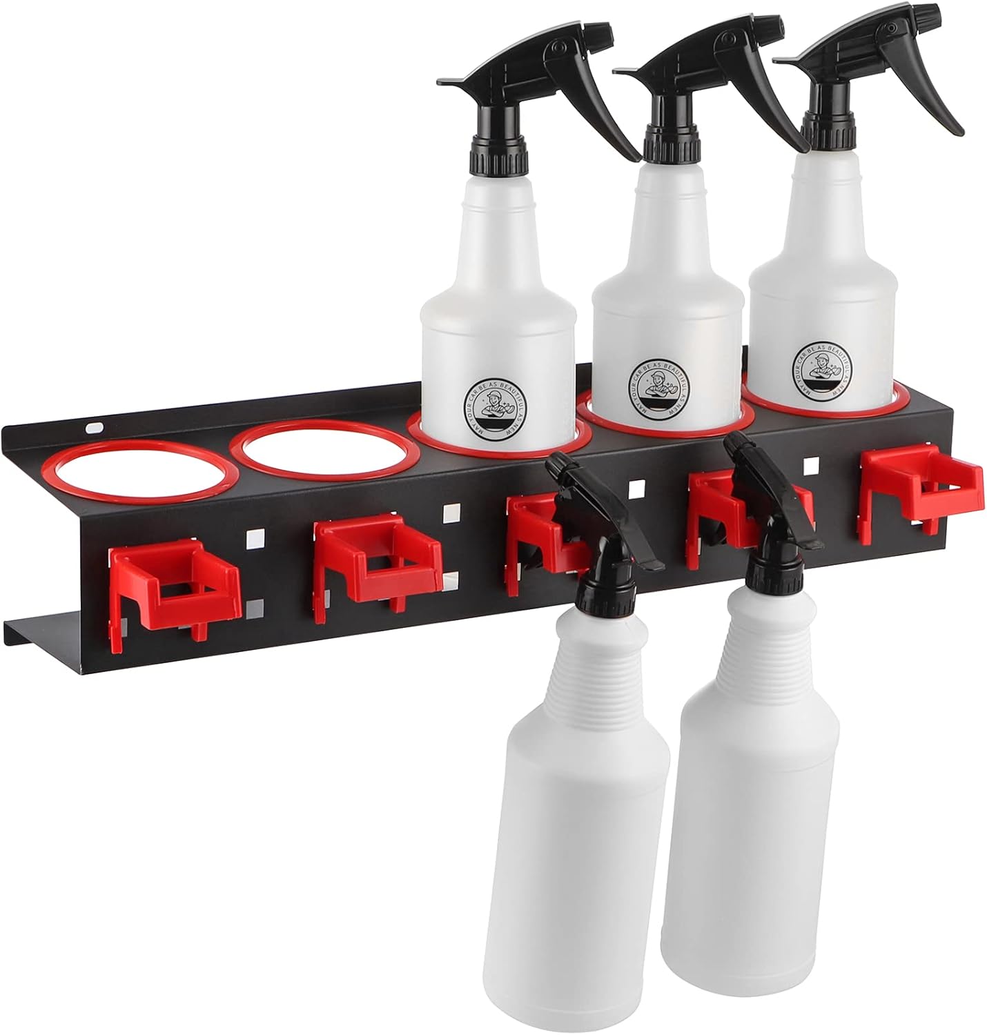 MOLIGOU Spray Bottle Storage Rack, Wall Mount Bottle Organizer Car Detailing, Spray Bottle Holder