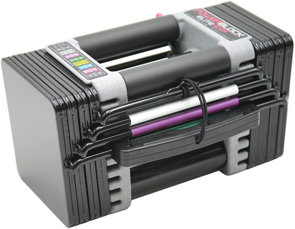 PowerBlock Elite EXP Adjustable Dumbbells, Sold Individually, Stage 1, 2-22 kg. Dumbbells, Durable Steel Build, Innovative Workout Equipment, All-in-One Dumbbells, Expandable with Expansion Kits