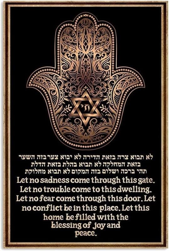 Viewkedt Kitchen Hamsa Hand Home Blessing Jewish Chic Tin Signs College Apartment for Home Bar Man Cave Decor Signs Living Room Decor Bathroom 8x6 in Tin Sign Home Decor Metal Signs Wall Decor