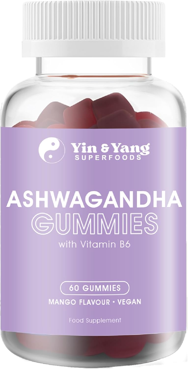 Ashwagandha Gummies 3000mg High Strength, by Yin & Yang Superfoods with Vitamin B6 - Vegan, Sugar-Free - Supports Stress Relief, Hormonal Balance, Immune Health, and Sleep Quality - 60 Gummies