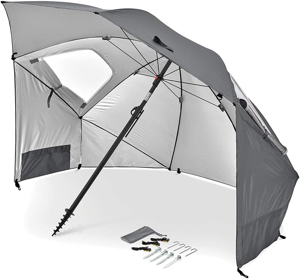 Sport-Brella Premiere UPF 50+ Umbrella Shelter for Sun and Rain Protection (8-Foot, Gray)