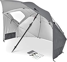 Sport-Brella Premiere UPF 50+ Umbrella Shelter for Sun and Rain Protection (8-Foot, Gray)