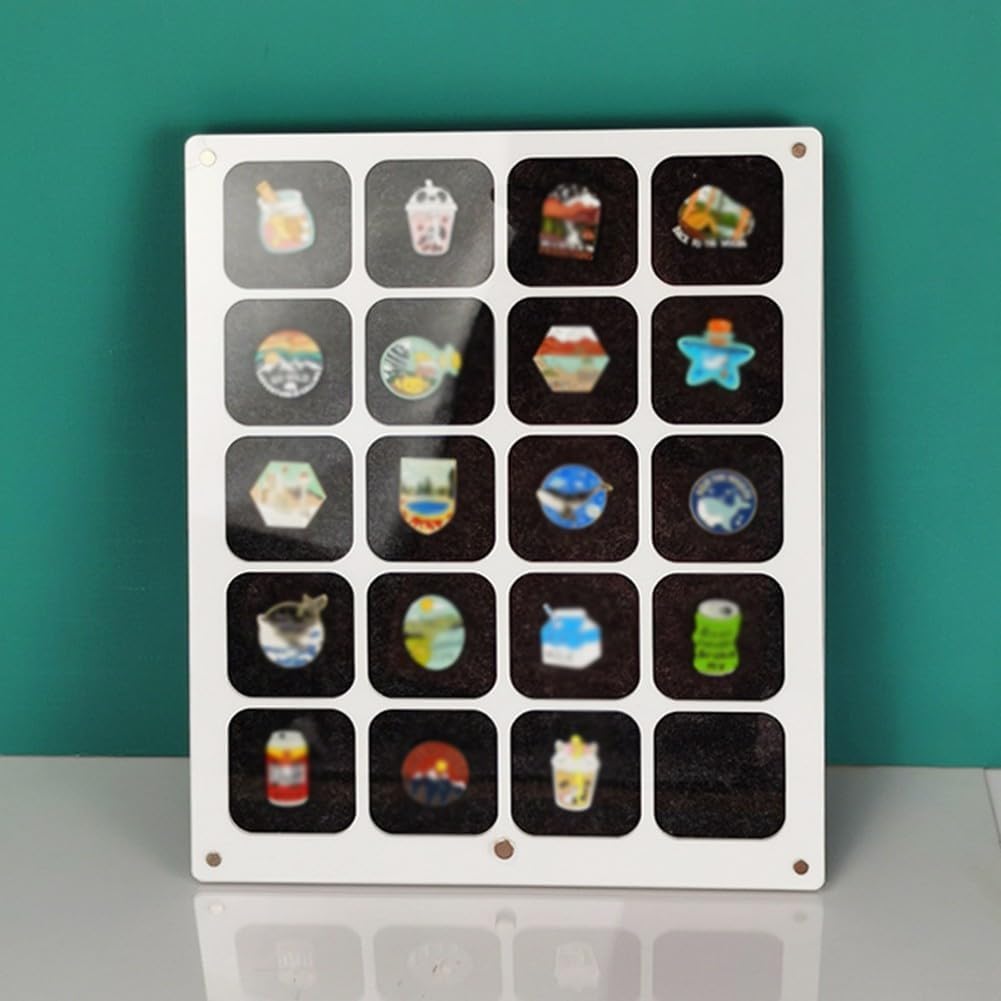 Badge Display Box with Dustproof Cover for Medals, Pins and Commemorative Coins Storage and Showcase in Black or White(large white)
