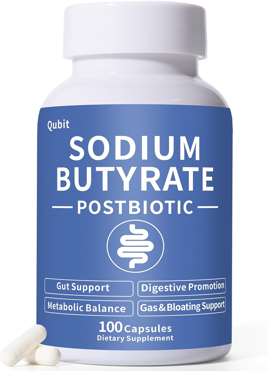 Sodium Butyrate Supplement – Postbiotic for Gut Health, Supports Digestion, IBS, Leaky Gut & Stomach Comfort – Low Odor, Easy to Swallow, No Side Effects – 100 Vegan Capsules