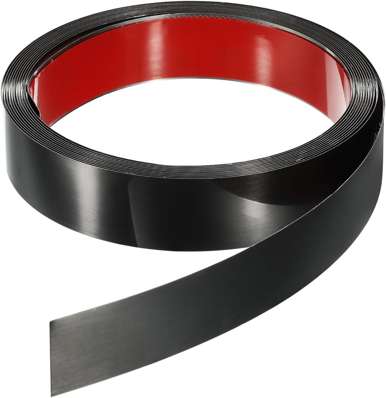 HARFINGTON 16.4ft x 1.18" Wall Trim Peel and Stick Molding Trim Frame, Self Adhesive Stainless Steel Brushed Finish Metal Strip for Wall Ceiling Floor Cabinet Tile Edge, Black