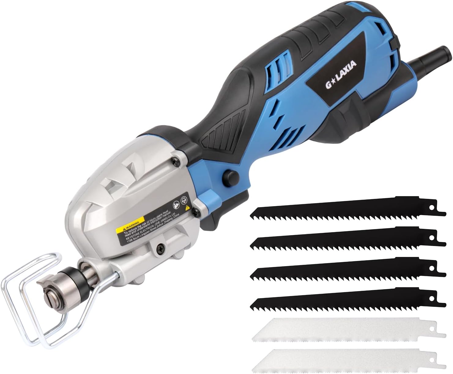 Reciprocating Saw, 5Amp 3000SPM Variable Speed Reciprocating Saw with 1/2" Stroke Length, 6Pcs Blades for Wood, Soft Metal, PVC Pipe Cutting