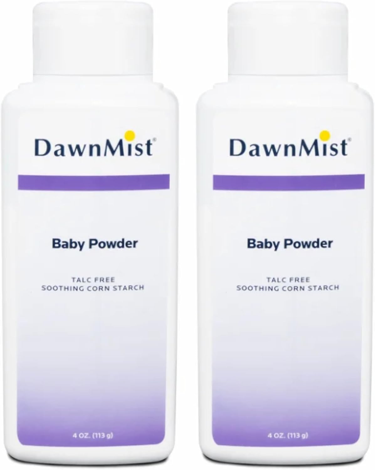 Dukal DawnMist Baby Powder – Cornstarch Formula, 4 oz. – Pack of 2 – Gentle, Softening Powder for Babies, Adults, and Daily Use