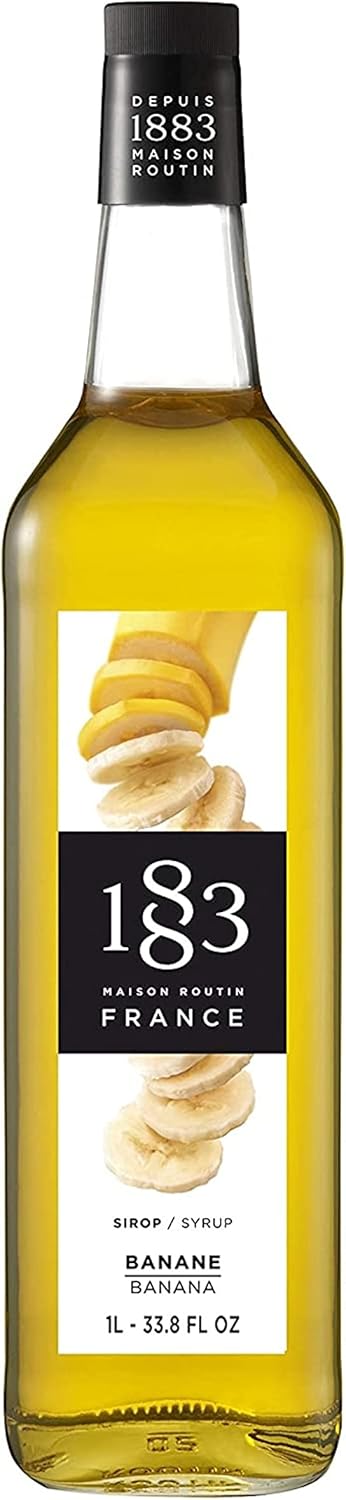1883 Maison Routin Premium Banana Syrup for Cocktails, Mocktails & Smoothies Glass 1L