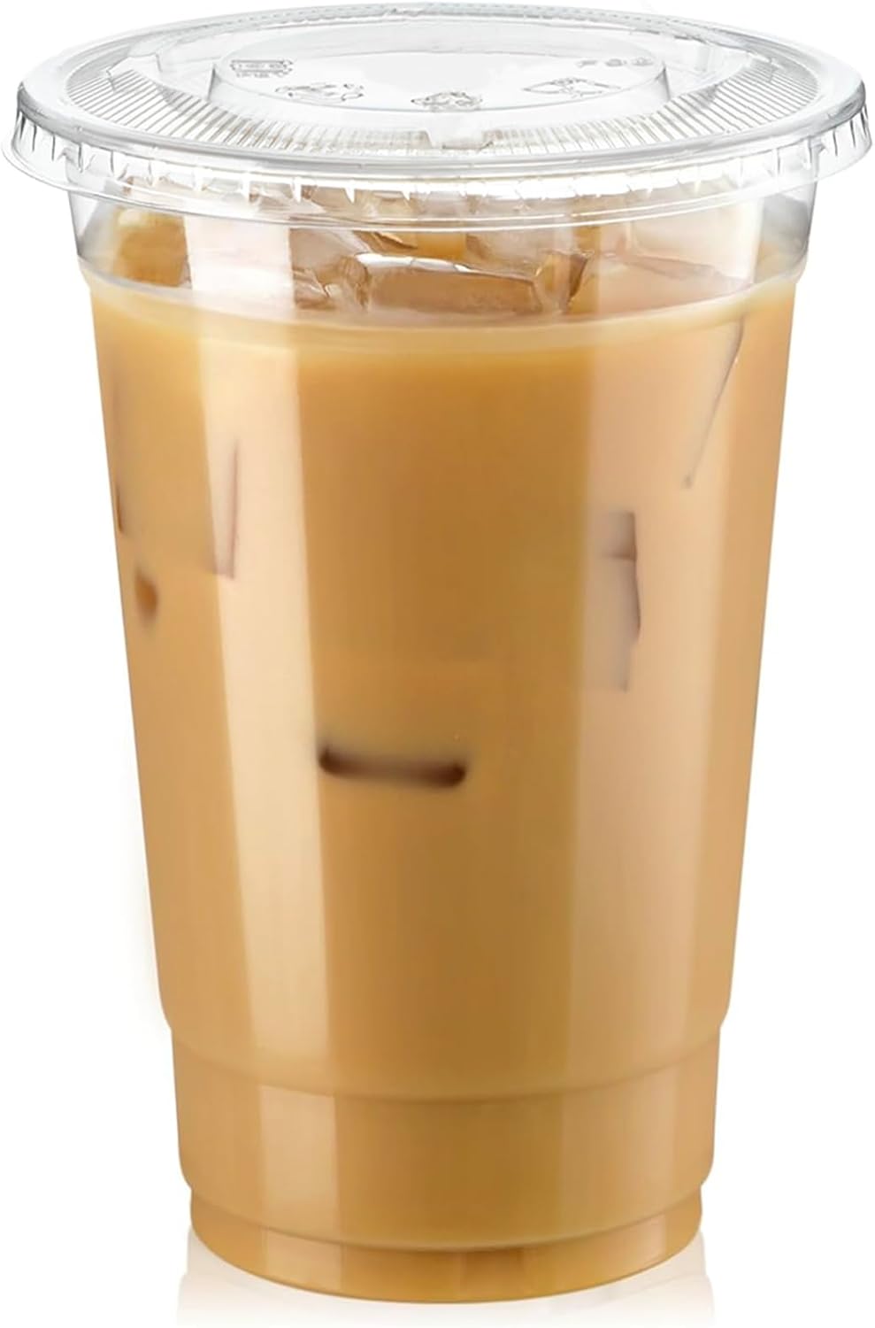 Fit Meal Prep 100 Pack 20 oz Clear Plastic Cups with Flat Lids, Disposable Iced Coffee Cups, BPA Free Premium Crystal Smoothie Cup for Party, Lemonade Stand, Cold Drinks, Juice, Milkshake