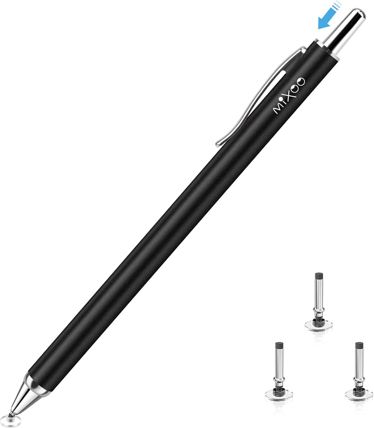 Mixoo Stylus Pens for Touch Screens, Press Retractable Universal Stylus Pens Pencil with 3 Disc Tips for iPads, Compatible with Tablets, iPhones, Smartphones, Samsung Galaxy Note/Tab