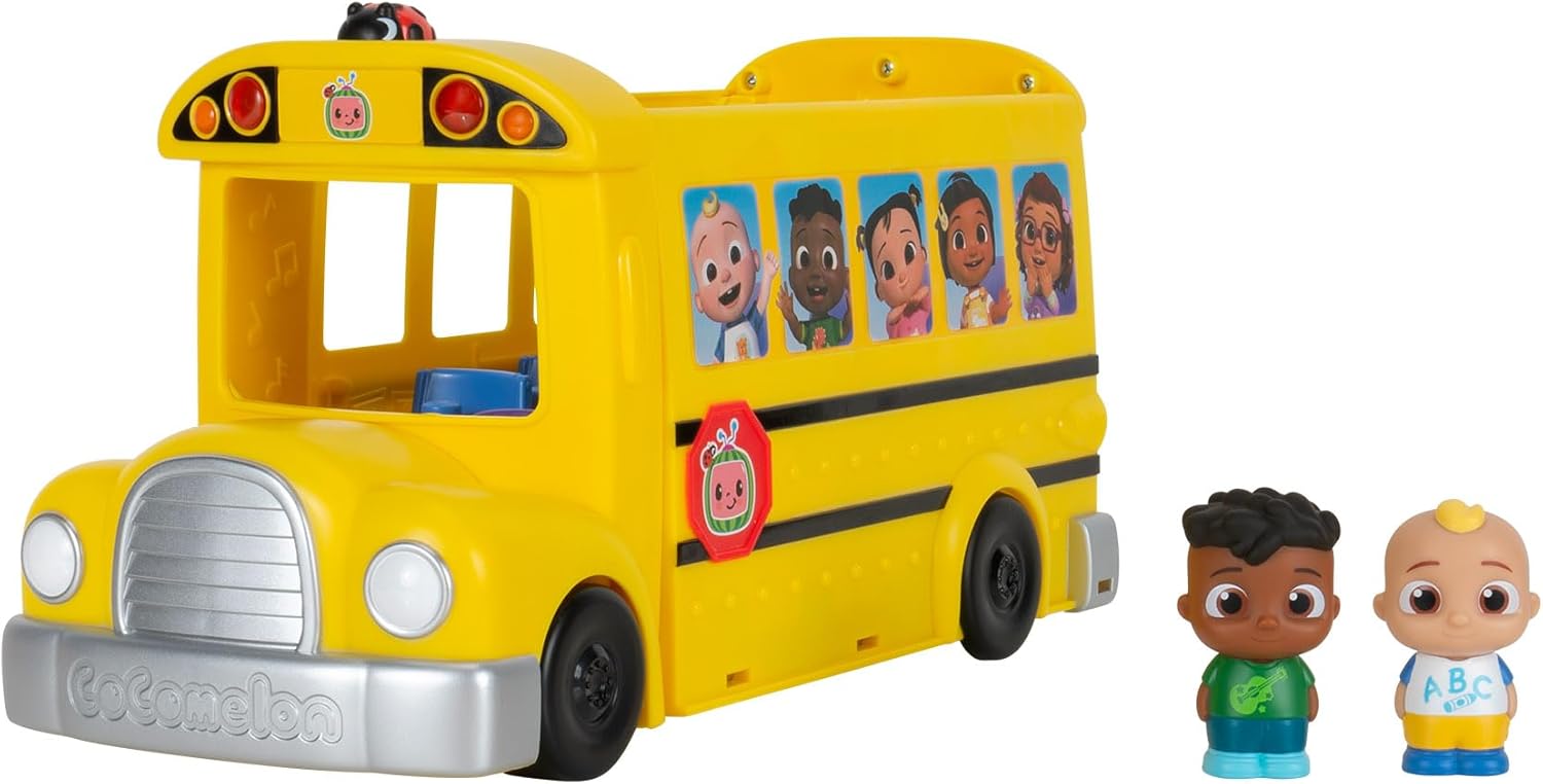 CoComelon Transforming School Time Bus - Lights and Sounds - 3 Favourite Songs - 6 Areas of Play - Removable JJ and Cody Figures - Toys for Kids and Preschoolers