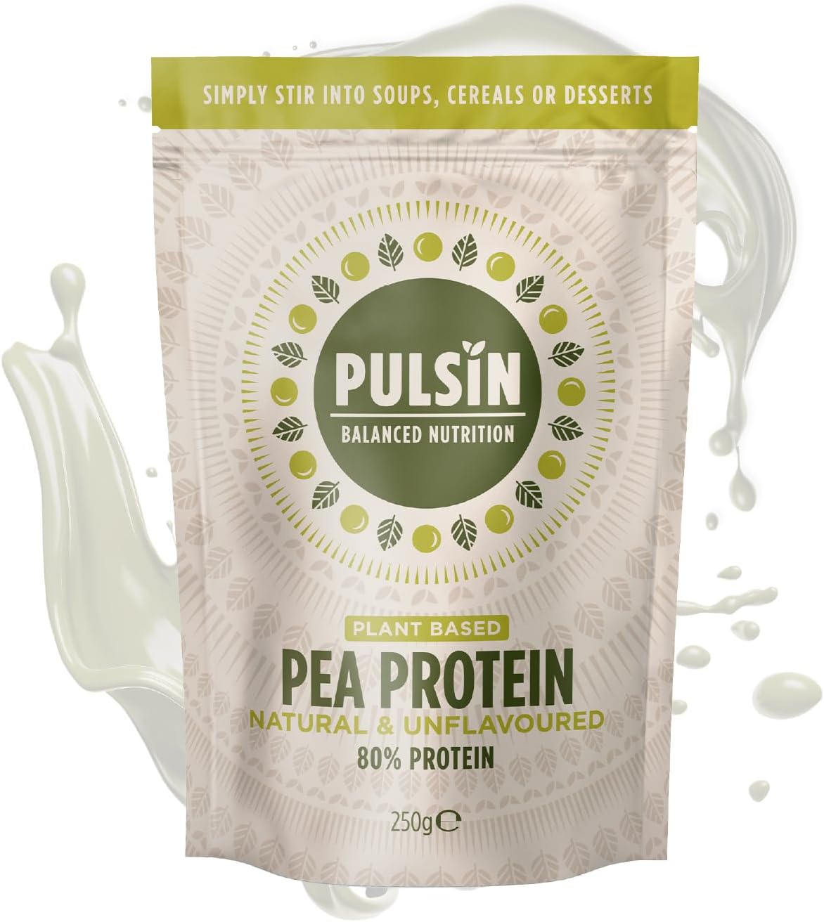 Pulsin - Unflavoured Vegan Pea Protein Powder - 250g - 8.0g Protein, 0g Carbs, 41 Kcals Per Serving - Gluten Free, Palm Oil Free and Dairy Free - May Contain SOYA