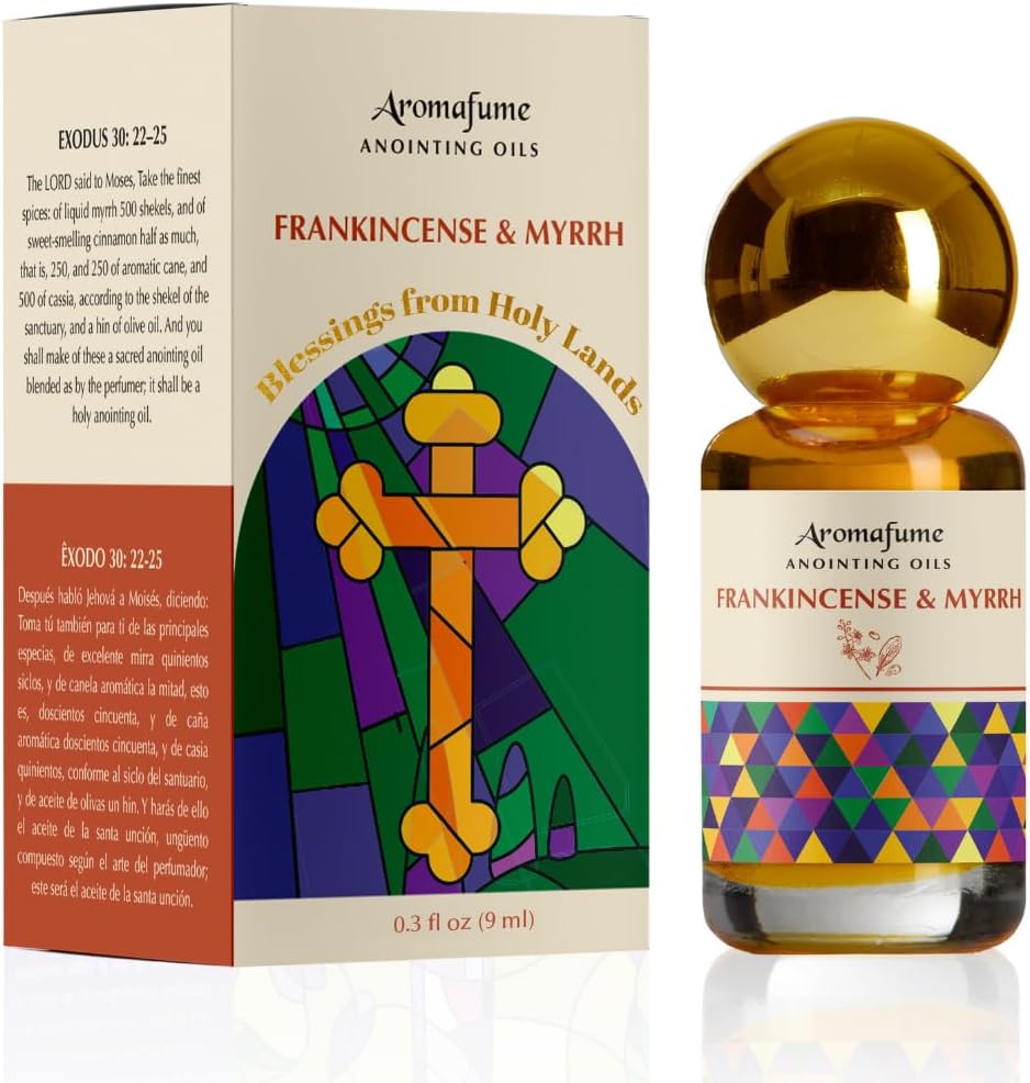 Frankincense & Myrrh Anointing Oil 9ml (0.3 fl oz.)| Blessings from The Holy Lands | Blessed from Jerusalem with Biblical Spices | Christian Gifts | Holy Oil for Prayer and Protection
