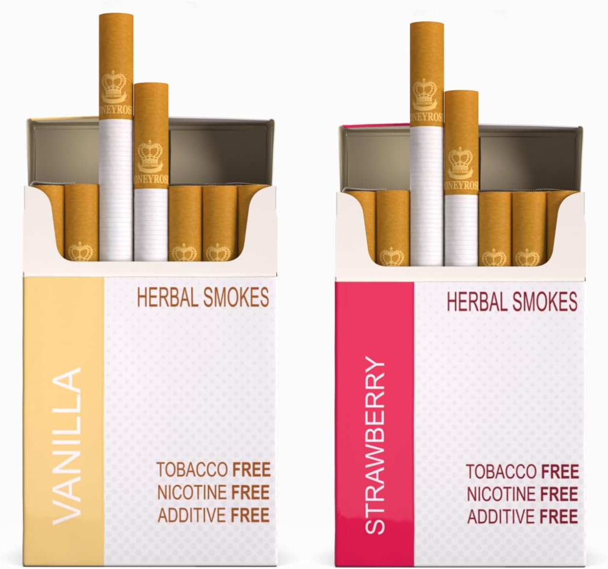 Honeyrose VANILLA & STRAWBERRY Herbal Cigarette - Tobacco & Nicotine FREE, Prop Cigarettes, Herbal Smokes, Quit Smoking, All Natural, Made in England