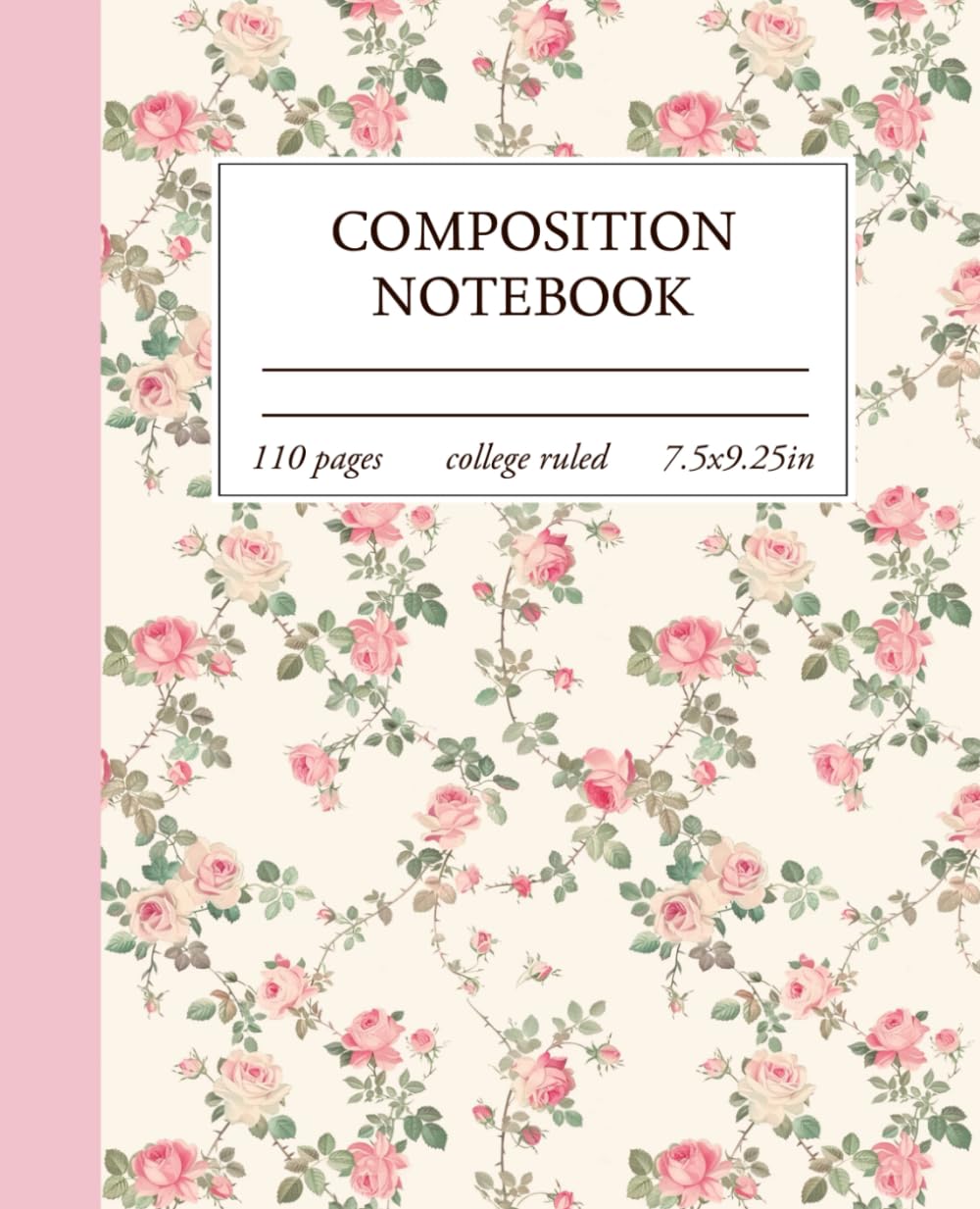 Composition Notebook College Ruled: Light Pink Floral Coquette Cottagecore Vintage Aesthetic Journal for Women